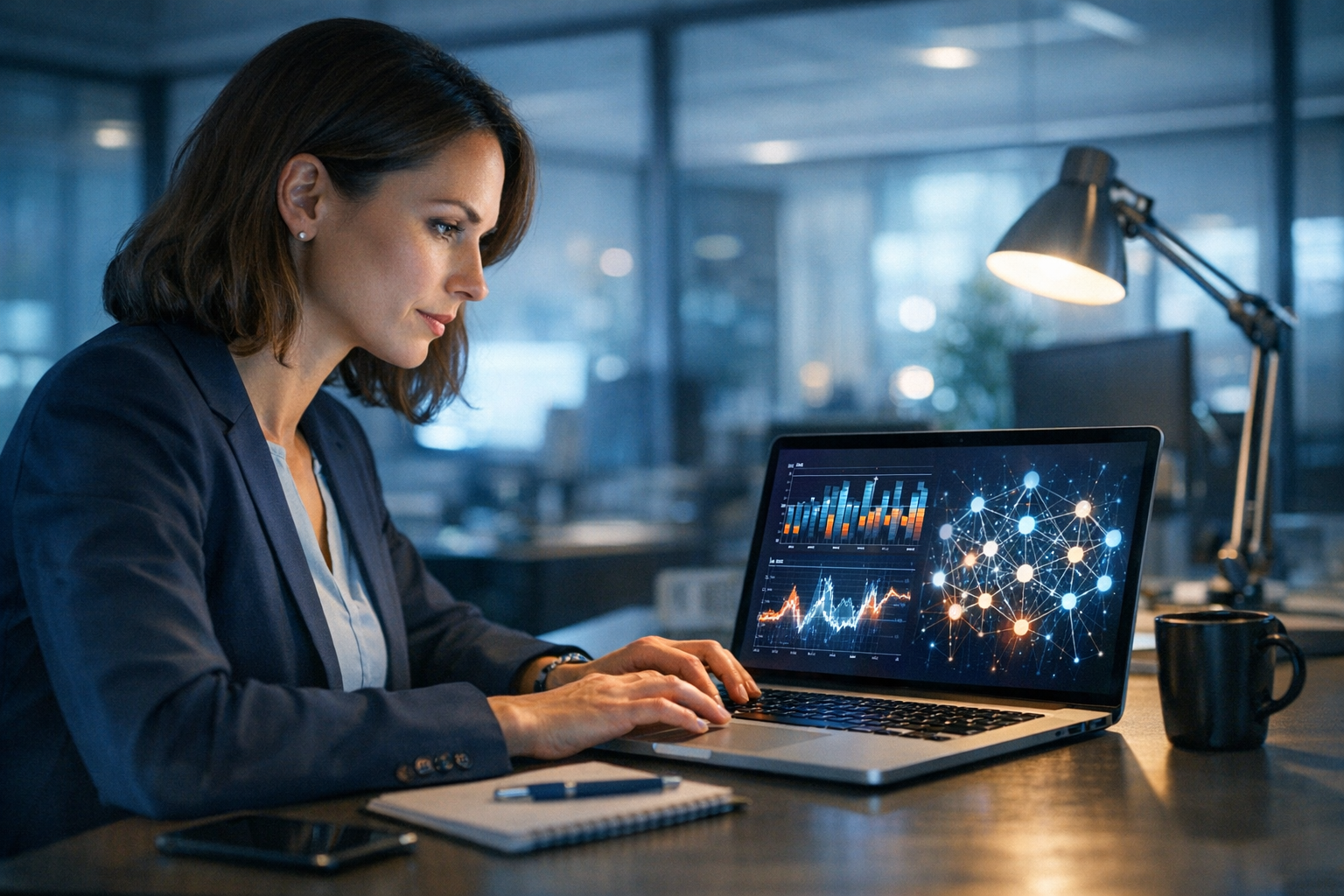 Person som arbetar med AI-verktyg vid en datorskärm