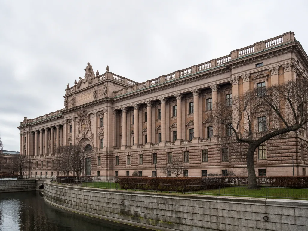 Riksdagshuset i Stockholm, symbol för svensk parlamentarisk demokrati och socialdemokratisk historia