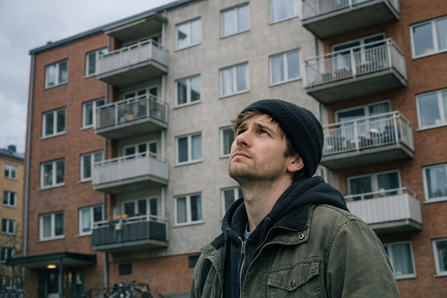 Bostadshus i en svensk stad med trånga gränder