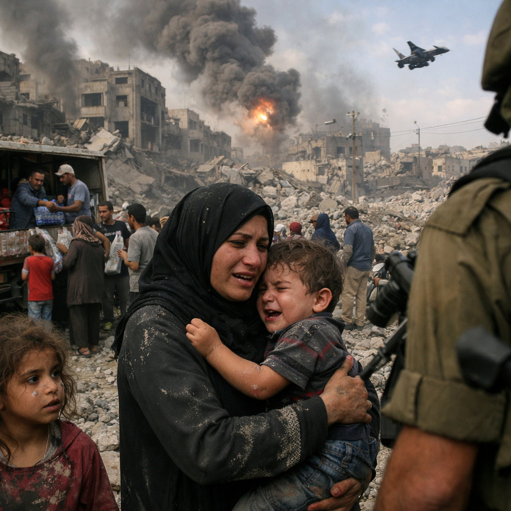 Bilder från Gaza-konflikten visar den komplexa humanitära situationen