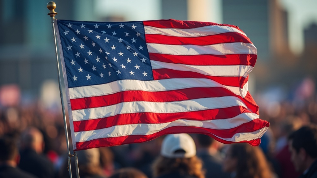 Amerikanska flaggan och ekonomisk kris, politisk protest symbolfoto